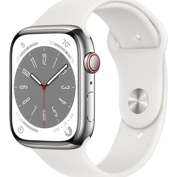 Smartwatch Apple Watch 8 GPS + Cellular 45mm Silver Stainless Steel Biały  (MNKE3WB/A)