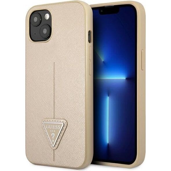 Guess Etui Guess GUHCP14MPSATLE Apple iPhone 14 Plus beżowy/beige hardcase SaffianoTriangle Logo