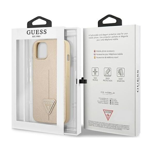 Guess Etui Guess GUHCP14MPSATLE Apple iPhone 14 Plus beżowy/beige hardcase SaffianoTriangle Logo