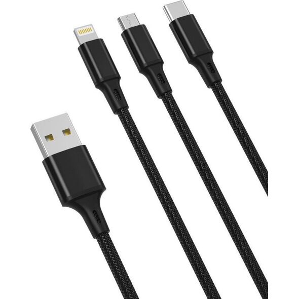 Kabel USB XO Kabel USB XO 3w1 USB-C / Lightning / Micro 2,4A 1,2m (czarny)