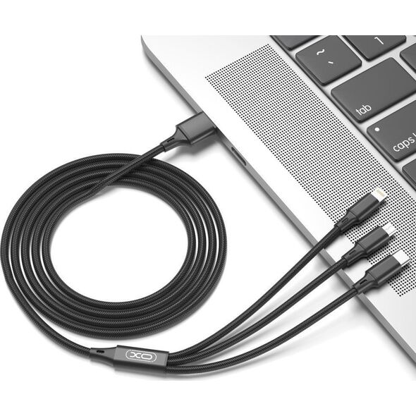 Kabel USB XO Kabel USB XO 3w1 USB-C / Lightning / Micro 2,4A 1,2m (czarny)