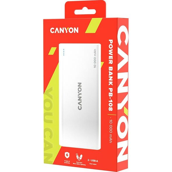 Powerbank Canyon CANYON Power bank PB-108, 10000mAh, Biały
