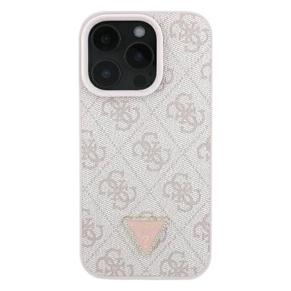 Guess Guess GUHCP16LP4TDPP iPhone 16 Pro 6.3" różowy/pink hardcase Leather 4G Triangle Strass MagSafe
