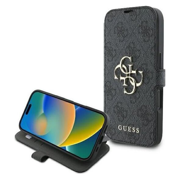 Guess Guess GUBKP16S4GMGGR iPhone 16 6.1" czarny/black book 4G Metal Logo