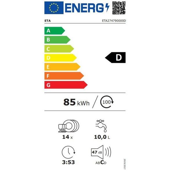 Πλυντήριο πιάτων ETA 60 cm λευκό - 274790000D