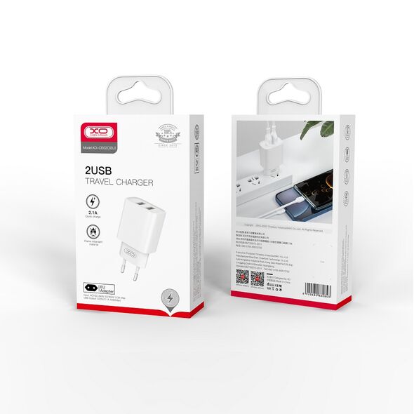XO CE02C Mobilo telefonu ladetajs 2xUSB 2.1A