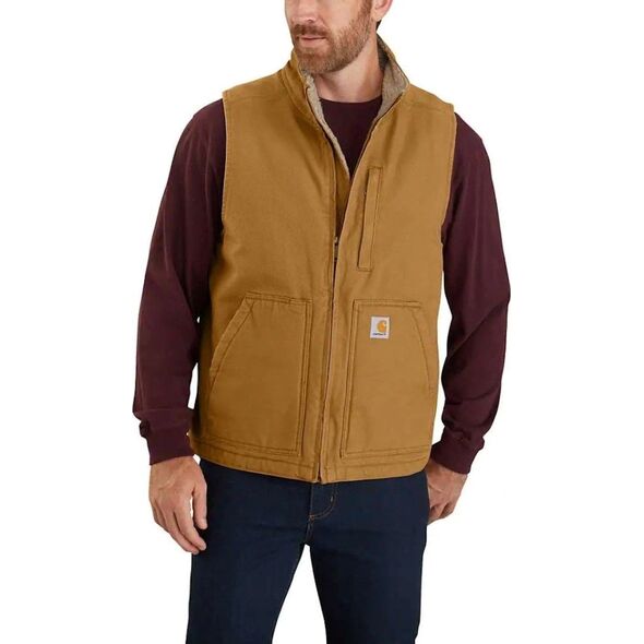 Carhartt Kamizelka Washed Duck SherpaLined, Brązowa, r. L