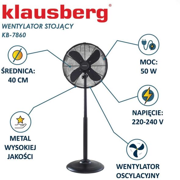 WENTYLATOR WIATRAK PODŁOGOWY KLAUSBERG KB-7860