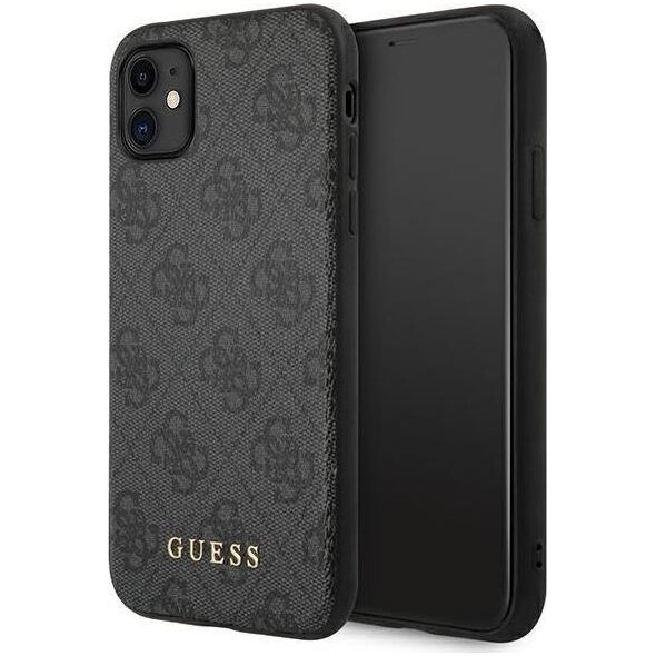 Guess Guess GUHCN61G4GFGR iPhone 11 6,1" szary/grey hard case 4G Metal Gold Logo