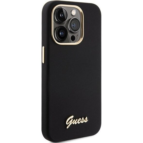 Guess Guess GUHCP15XSMBSLK iPhone 15 Pro Max 6.7" czarny/black hardcase Silicone Script Metal Logo & Frame