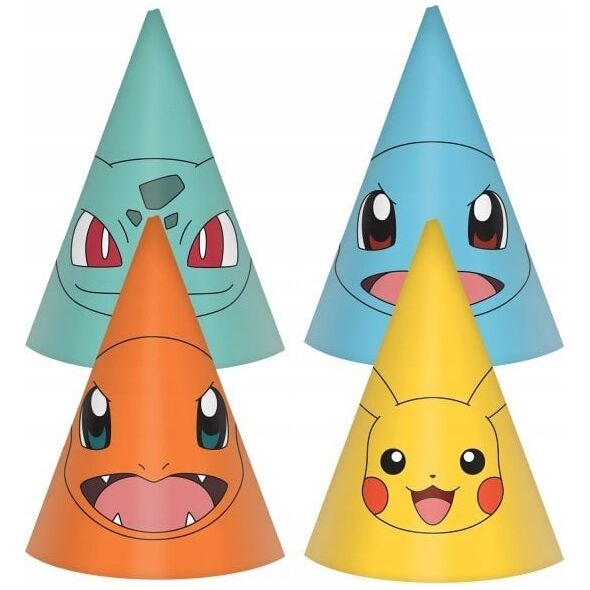 Party Deco Czapeczki Pokemon 16cm 8szt