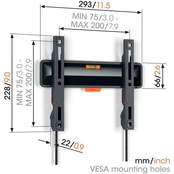 Σταθερή Βάση Τοίχου Τηλεόρασης Vogels TVM 3203 19-50" μέγιστο βάρος 30 kg μαύρο - Στήριγμα τοίχου για τηλεοράσεις