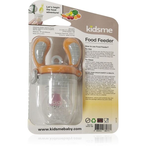 Νέο! Ειδική προσφορά! Kidsme Food Feeder συσκευή σίτισης μωρών για στερεές τροφές (μεγάλο) Κεχριμπάρι από 6 μηνών 160337AM