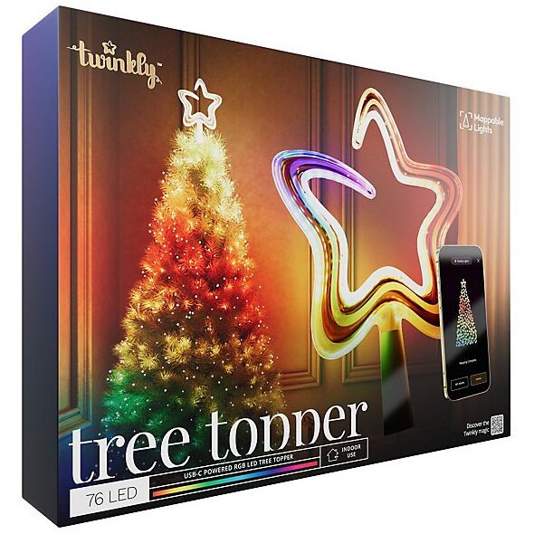 Twinkly Tree Topper RGB 76 LED USB-C balta - Έξυπνος φωτισμός κορυφής δέντρου