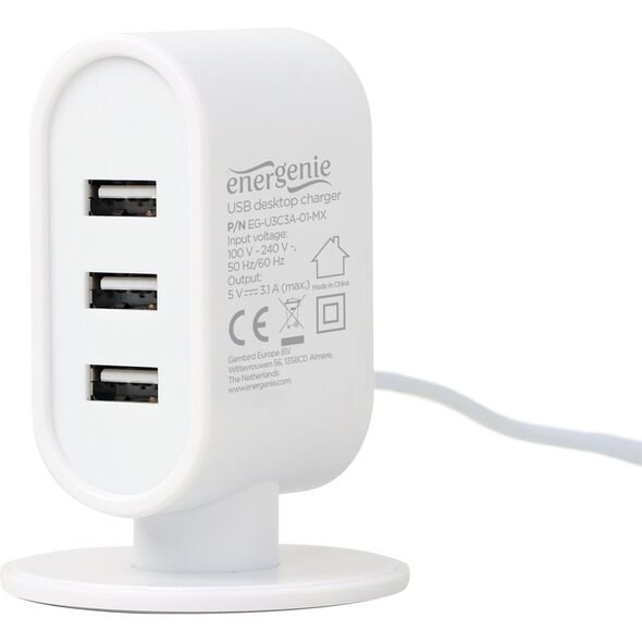 Φορτιστής Γραφείου USB EnerGenie Μαύρο/Λευκό Μίγμα 8716309108645