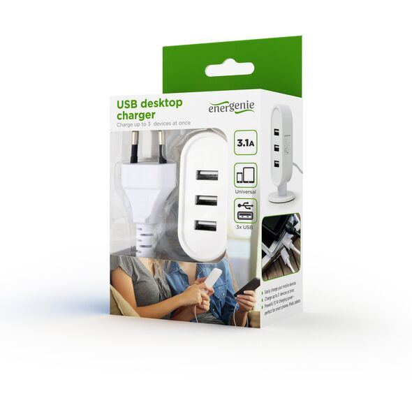 Φορτιστής Γραφείου USB EnerGenie Μαύρο/Λευκό Μίγμα 8716309108645
