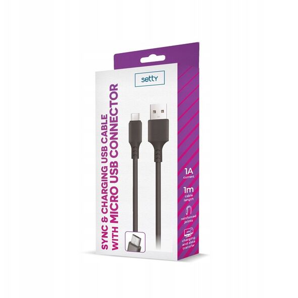 Setty cable USB - microUSB 1 0 m 1A black NEW