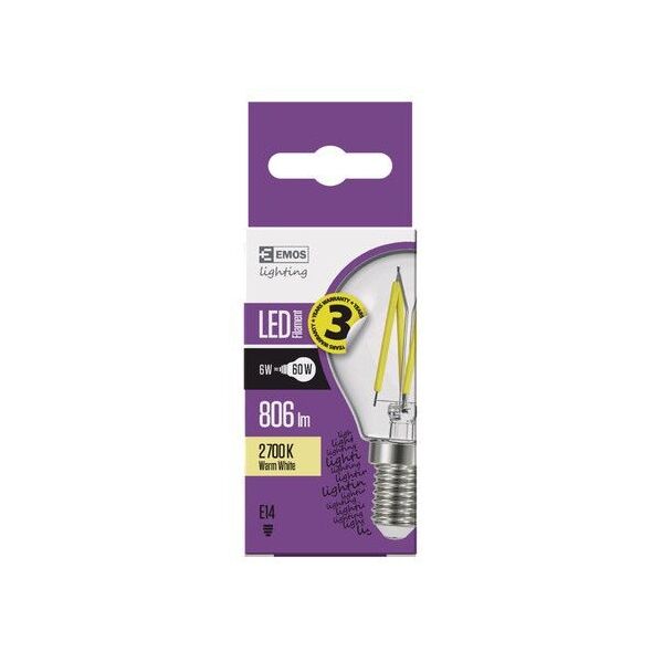 Emos Żarówka LED Emos Z74237 filament mini globe 6W E14 230V 2700K 806lm ciepła biel