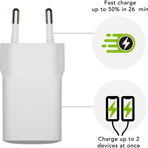 WALL CHARGER - USB-C+USB-A