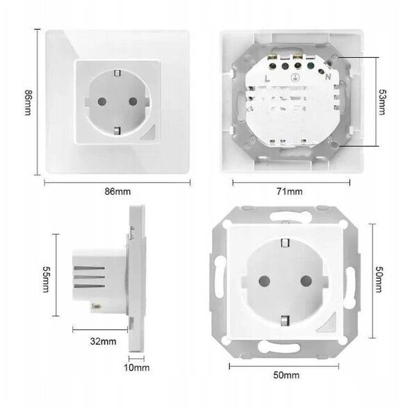 Extralink Smart Life Wall Socket Set Pro | Zestaw inteligentne gniazdko + ramka | Kolor Biały, 230V, WiFi