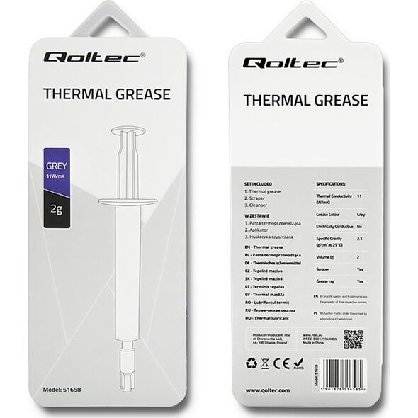 Pasta termoprzewodząca Qoltec Grey 2g (51658)