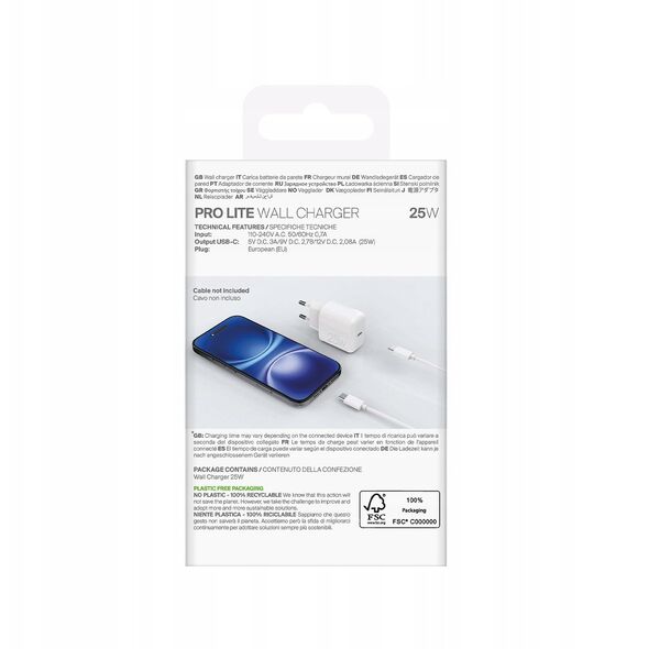 Φορτιστής Puro Daily Prolite 25W USB-C Power Delivery - λευκή