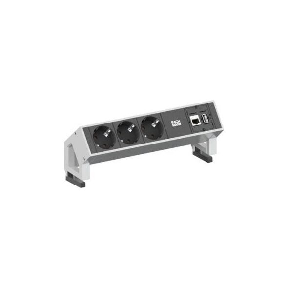 Bachmann BACHMANN DESK2 3x styk uziemiający, 1x CAT6 1x USB3 biały