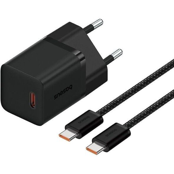Φορτιστής Baseus GaN5 mini 1C 30W EU+καλώδιο USB-C (cluster black)