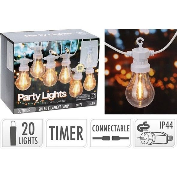 ΓΙΡΛΑΝΤΑ ΚΗΠΟΥ PARTY LIGHT 20LED A60 ΛΕΥΚΟ ΚΑΛΩΔΙΟ