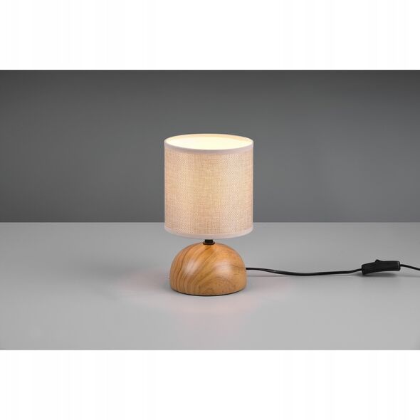 Table lamp REALITY Luci, 1 x E14, max 40W, cream/wood color, o14 x 23 cm