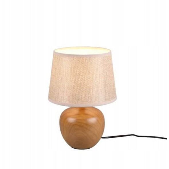 Table lamp REALITY Luxor, 1 x E14, max 40W, cream/wood color, o18 x 26 cm