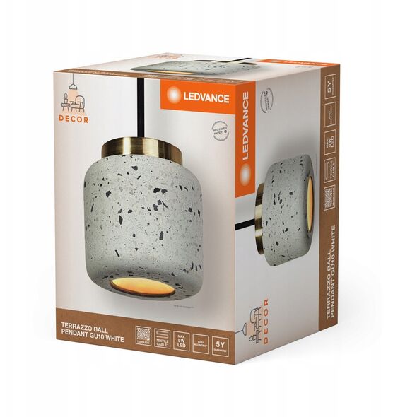 Φωτιστικό κρεμαστό LEDVANCE TERRAZZO BALLPENDANT GU10 max 5W λευκή πέτρα 10x150cm