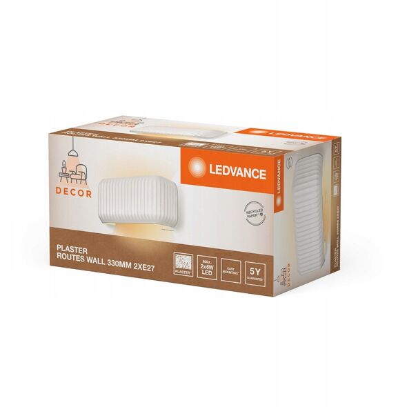 Φωτιστικό τοίχου LEDVANCE DECOR PLASTER 2xE27 max 6W λευκός γύψος βαφόμενος 33x11x15cm