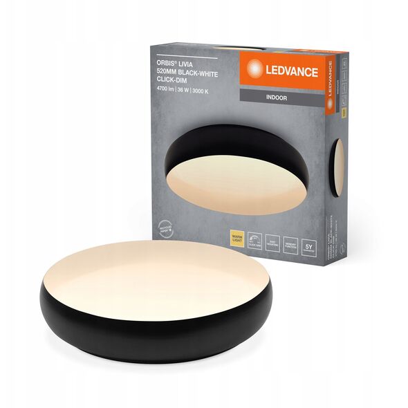Φωτιστικό οροφής LED LEDVANCE ORBIS LIVIA 36W 3000K 4700lm Click DIM μαύρο χρώμα 52x11.5cm