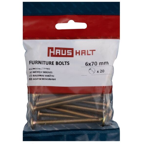 FURNITURE BOLT M6X70 YELLOW. 20 PCS
