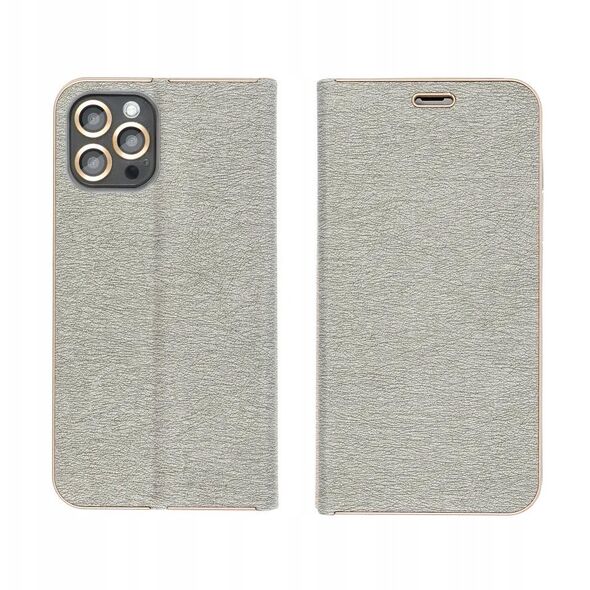 Θήκη LUNA Book Gold για XIAOMI Redmi Note 14 4G (GLOBAL - 164,84mm x 78,15mm x 8,16mm) ασημί