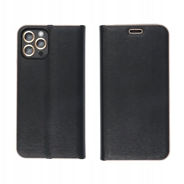 Θήκη LUNA Book Gold για XIAOMI Redmi Note 14 4G (GLOBAL - 164,84mm x 78,15mm x 8,16mm) μαύρο