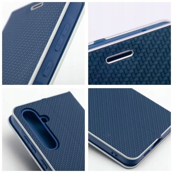 Θήκη LUNA Book Carbon για XIAOMI Redmi Note 14 4G (GLOBAL - 164,84mm x 78,15mm x 8,16mm) μπλε