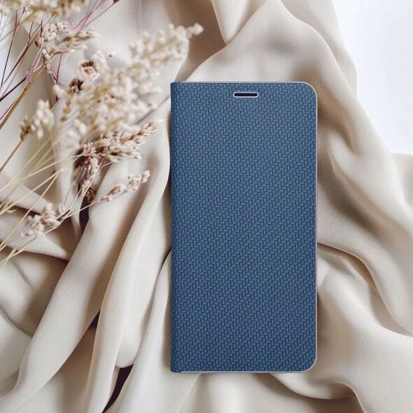 Θήκη LUNA Book Carbon για XIAOMI Redmi Note 14 4G (GLOBAL - 164,84mm x 78,15mm x 8,16mm) μπλε