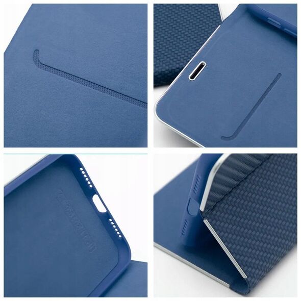 Θήκη LUNA Book Carbon για XIAOMI Redmi Note 14 4G (GLOBAL - 164,84mm x 78,15mm x 8,16mm) μπλε