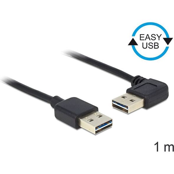 Kabel USB Delock USB-A - USB-A 1 m Czarny (83464)