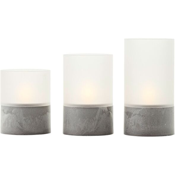 LED επιτραπέζιο φωτιστικό BRILLIANT BOUGIE, IP44, 2500K, 2xAA, χρονοδιακόπτης, ματ λευκό γυαλί, 3 τεμ