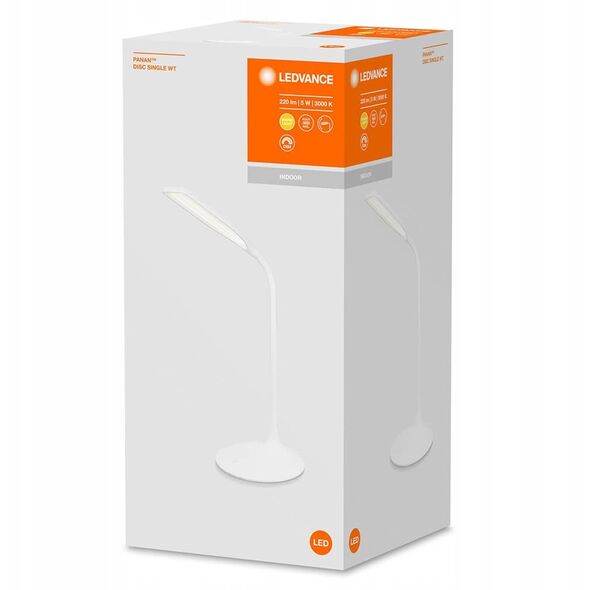 LED table lamp LEDVANCE PANAN DISC SINGLE, 5W, 3000K, 220lm, DIM, USB, 35x17x37cm