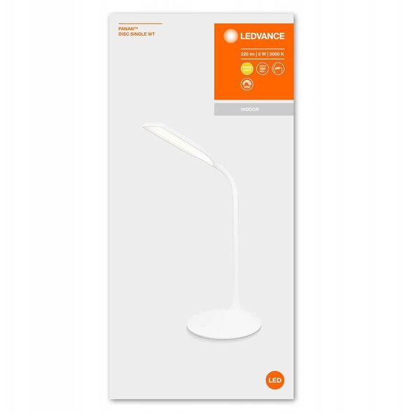 LED table lamp LEDVANCE PANAN DISC SINGLE, 5W, 3000K, 220lm, DIM, USB, 35x17x37cm