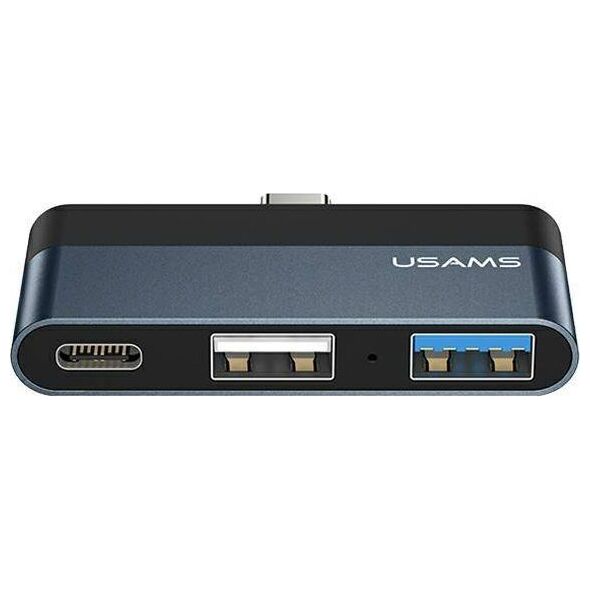 Adapter USB Usams US-SJ490 USB-C - USB + USB-C Szary  (6958444945613)