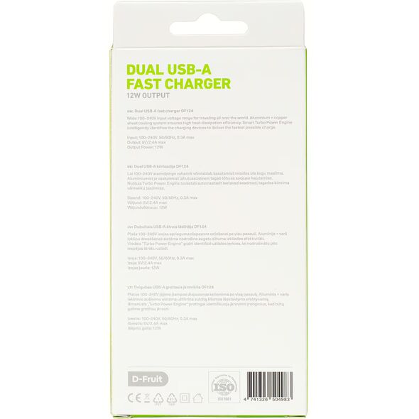 D-Fruit charger 12W 2xUSB-A DF124