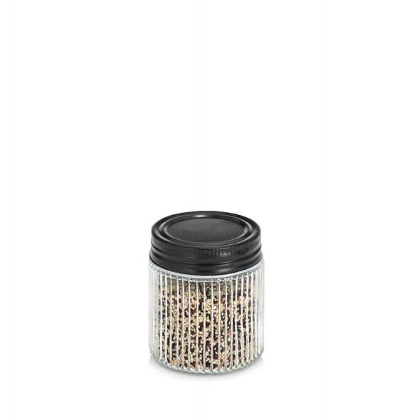 Βάζο με μεταλλικό καπάκι KITCHEN ESSENTIALS, ραβδωτό γυαλί