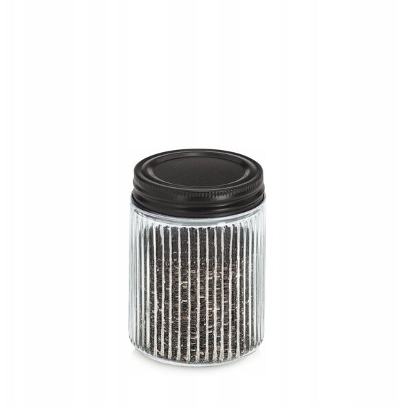 Βάζο με μεταλλικό καπάκι KITCHEN ESSENTIALS, ραβδωτό γυαλί