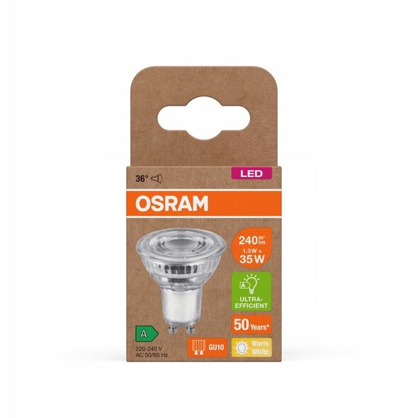 OSRAM 4099854245190 LED-ανακλαστική λάμπα EEK A (A - G) GU10 Ανακλαστήρας 1.3 W = 35 W Θερμό λευκό (Ø x H) 50 mm x 50 mm 1 τεμ