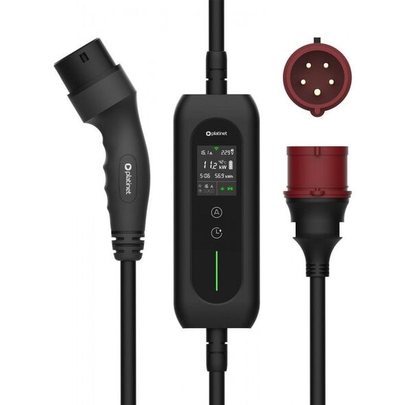 ΦΟΡΤΙΣΤΗΣ PLATINET EV ΦΟΡΗΤΟΣ ΓΙΑ ΑΥΤΟΚΙΝΗΤΑ EV/PHEV AC ΤΥΠΟΥ 2 16A 11 KW CEE 5M LCD WIFI TUYA ΜΑΥΡΟ
